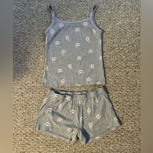 King Kylie Lip Gray Women's Sleepwear Set SIZE L